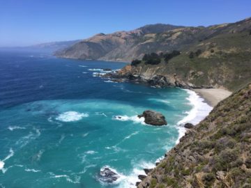 Big Sur, California with view of mountains and ocean.